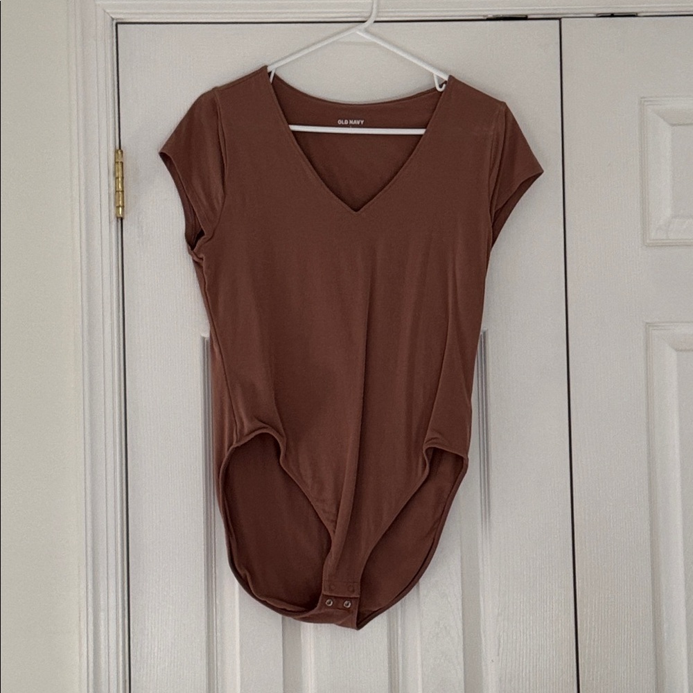 Old Navy Chocolate V-Neck Bodysuit